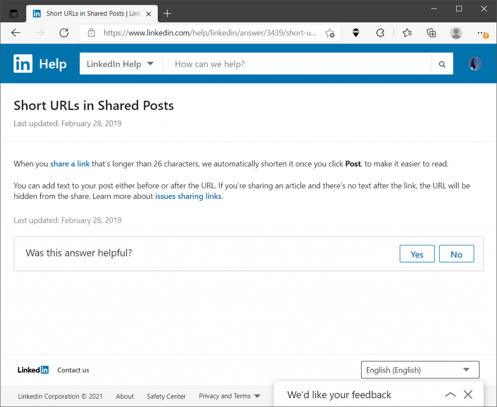 LinkedIn Half Truth about URLs